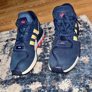 Adidas NMD R1 Blue with Yellow Stripes